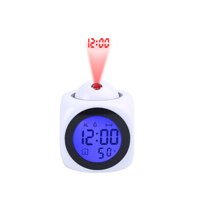 

Multifunctional Alarm Clock Voice with Digital LCD Screen With Home Electronic Thermometer Time Wall Ceiling Projection Cute Desig