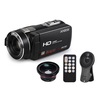 

Andoer HDV-Z80 1080P Full HD 24MP Digital Video Camera Camcorder with 039X Wide Angle Macro Lens Remote Control 3" Touchscreen