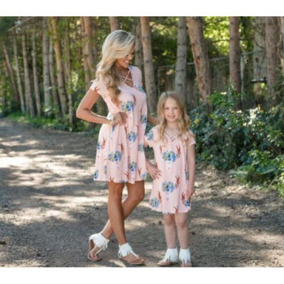 

Family Mother Daughter Matching Mommy Girls Dress Clothes Outfit Party Dresses