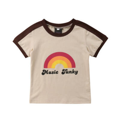 

Baby Boy Girl Rainbow Cotton T-shirt Kids Toddler Short Sleeve Tee Shirt TopUS