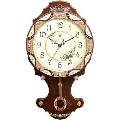 

Polaris POLARIS wall clock European solid wood living room garden fashion mute swing clock retro wooden clock Chinese antique hanging table 4000 wood grain