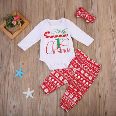 

Newborn Infant Kid Boy Girl Christmas Romper Jumpsuit Clothes Outfit PantBand