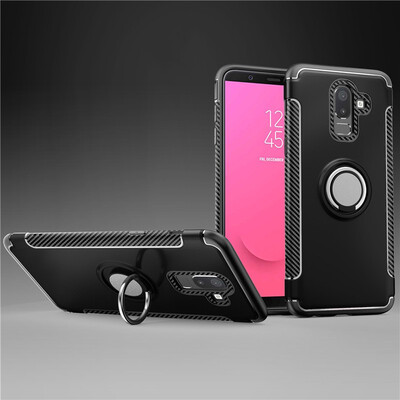 

Fecoprior Back Cover For Samsung Galaxy J8 2018 Case Car Holder Stand Hard PC Silicon Ring Suction Bracket Celulars
