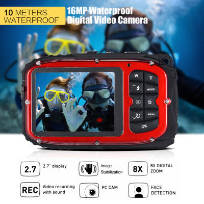 

16MP 27" LCD Waterproof Digital Video Camera Mini Camcorder DV Underwater Max 10M Diving 8X Digital Zooming Face Detection