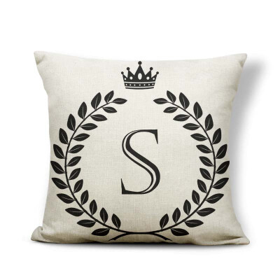 

Alphabet Letter A-Z Cushion Covers Family Initial King Queen Crown Pillow Case School Home Gifts Toss Pillow Large Cotton Linen