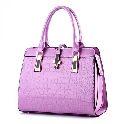

Womens 2018 new bright patent leather crocodile print fashionable single-shoulder carry womans bag european-style atmospheric wo