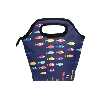 

Lunch Bag Tote Bag Fish Loving Heart Travel Picnic Organizer Lunch Holder Handbags Lunch Bag Box