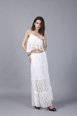 

Buenos Ninos Sexy Lace Suspenders Tops Low waist Bust Skirt Two Piece Suit