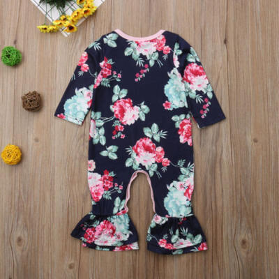 

AU Newborn Baby Girl Flower Romper Jumpsuit Flare Pants Autumn Outfits Clothes