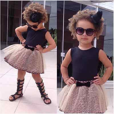 

Hot Kid Baby Girl Sleeveless Round Collar TopLace Dress 2Pcs Suit Outfit set K