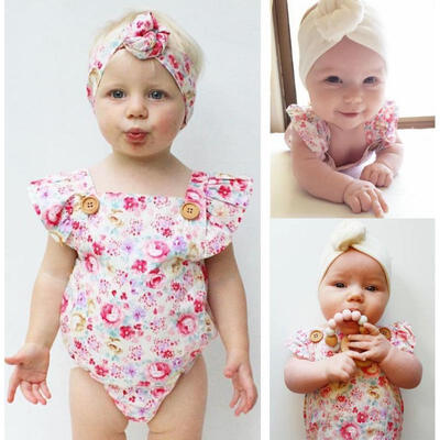 

Summer Newborn Baby Girl Floral Romper Bodysuit Jumpsuit Outfits Sunsuit Clothes