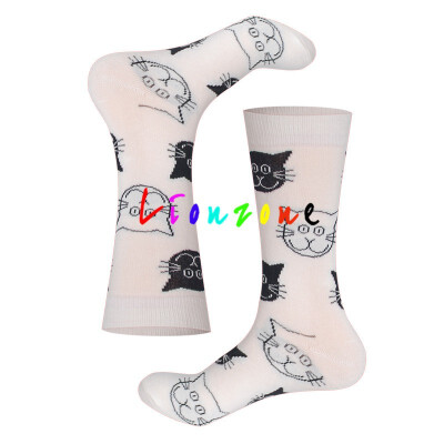 

LIONZONE Women Happy Socks Unisex Colored Cats Robots Stationery Brand Designer Cotton Warm Casual Socks Funny Gift For Lovers