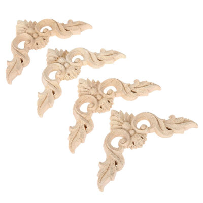 

UpperX 4X Wood Carved Corner Onlay Furniture Home Decorations Unpainted Applique 1 1010Cm Wood Color