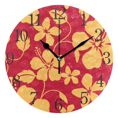 

Wall Clock Arabic Numerals Design Hawaiian Hula Pattern Round