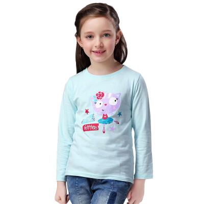 

Xin Song girl ballet kitten long sleeve printing T shirt mint green C007A 90