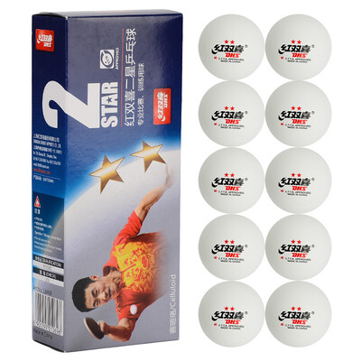 

Red Double Happiness DHS White Two Star 40mm Training Competition Table Tennis (10 Pack) 1840B0