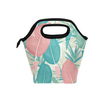 

Lunch Bag Tote Bag Red Green Leaves Travel Picnic Organizer Lunch Holder Handbags Lunch Bag Box