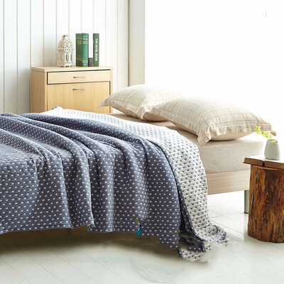 

White Stars Pattern 100 Cotton Gauze Towel Blanket Single Double Bed Soft Plaids 150200cm 200230cm Bedding Sheet Sofa Throws