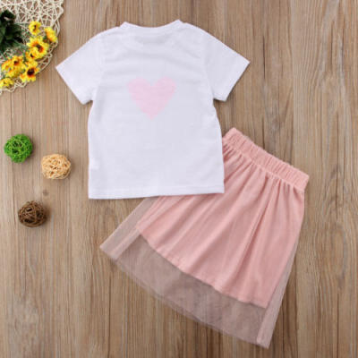 

Family Matching Dresses Mother Daughter Women Girls Tops T-shirt Tutu Dress Set