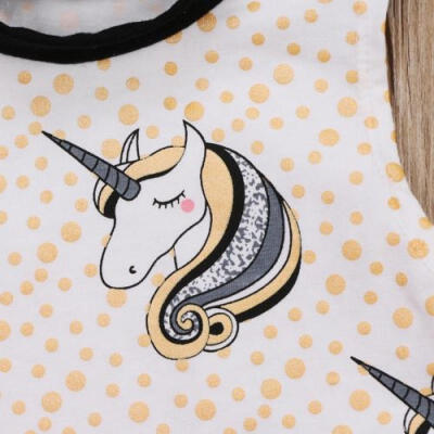 

Newborn Baby Girls Unicorn Tops Vest TulleTutu Dress Skirt Outfits Set Clothes A