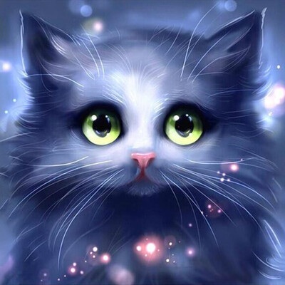 

UpperX Full 5D Diy Diamond Painting Cross Stitch "Blue Cat" 3D Diamond Embroidery Rhinestone Mosaic Decor Paintings