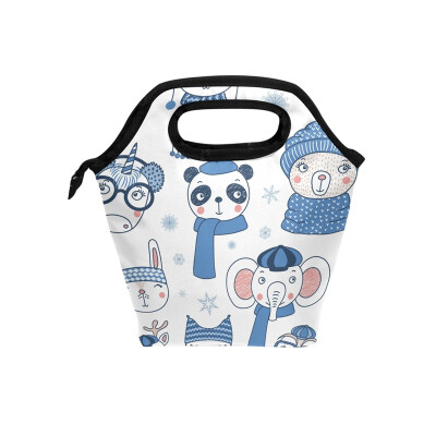 

Cute Animals Lunch Bag Tote Travel Picnic Insulated Handbags Portable Zipper Lunch Bag Box