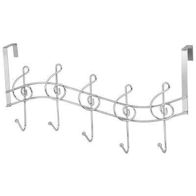 

UpperX Chrome Swirl 5 Hook Over The Door Coat Hanger Musical Treble Clef Music