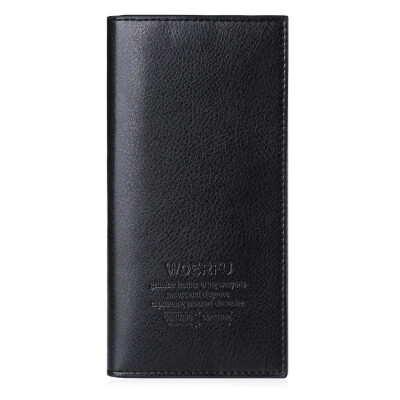 

Men Lichee Pattern Solid Color Letter Open Soft Vertical Long Wallet