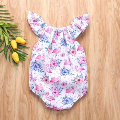 

Pretty Newborn Baby Girl Flamingos Flower Print Romper Bodysuit Sunsuit Outfits