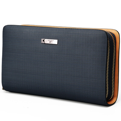 

Seven wolves mens handbags mens handbags business fashion leather large capacity clutch bag casual clutch bag double zipper 1A2151053-08 blue