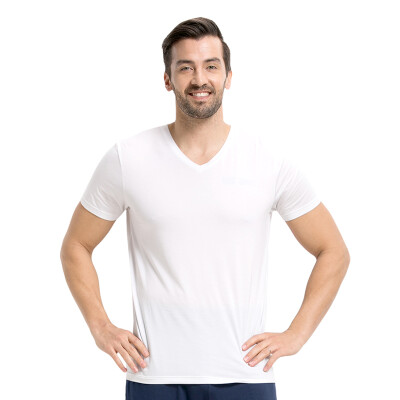 

Small nurse men's vest men's T-shirt bottoming shirt modal short-sleeved V-necked shirt SSD1501 elastic Slim classic wild classic black  (170/100