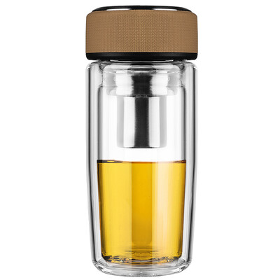 

Jingdong supermarket] Vientiane (WANXIANG) V17 405ML double heat-resistant creative glass business men and women with filter cups fashion portable round belly cup cold black