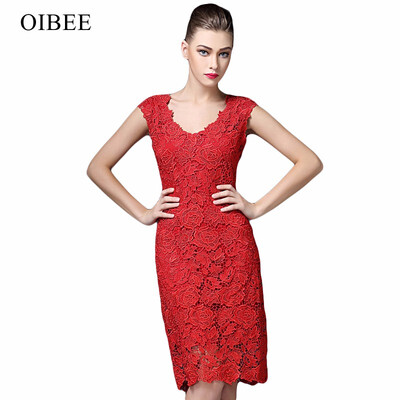 

OIBEE2018 spring womens new lace embroidered dress Slim bag hip V-neck vest skirt women