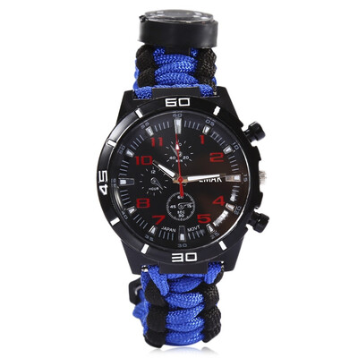 

EMAK Multifunctional Survival Paracord Bracelet Scraper Whistle Thermometer Flint Fire Starter Gear Bangle Watch