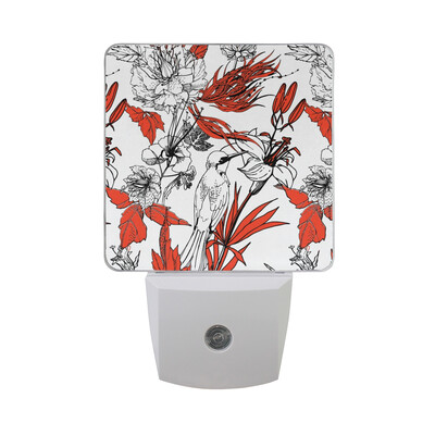 

ALAZA LED Night Light With Smart Dusk To Dawn SensorTropical Monstera And Palm Leaves Pattern Plug In Night Light