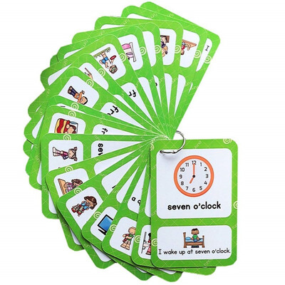 

20 pc-Telling Time Activities Flash Cards-English word learning card&pocket size flash card for Preschool children