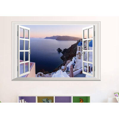 

Beautiful Bay 3D Window View Removable Decal Home Decor Mural Wall Vinyl Sticker