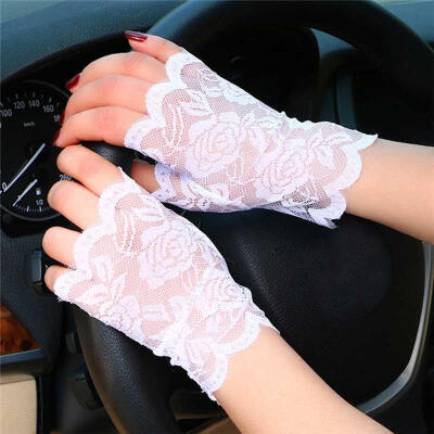 

Fashion Women Sexy Lace Sunscreen Fingerless Gloves Driving Anti-UV Party Gloves