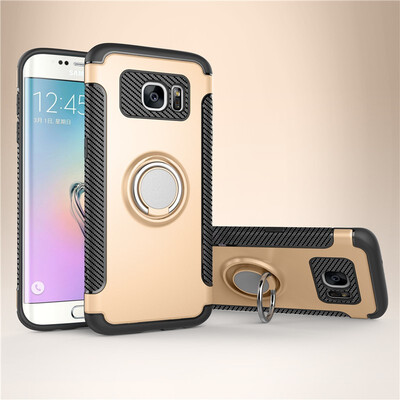 

Fecoprior Back Cover For Samsung Galaxy S7 Edge Case Car Holder Stand Hard PC Silicon Ring Suction Bracket Celulars