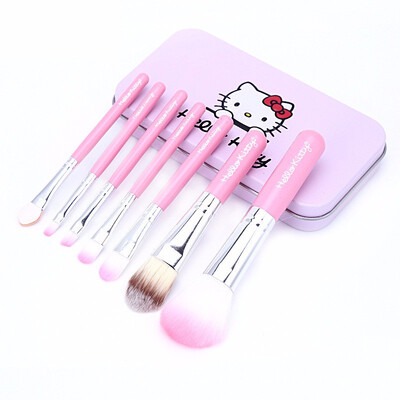 

7 Pieceset HelloKitty Makeup Brush Set Cute Cartoon Korean Tin Beauty Makeup Brush