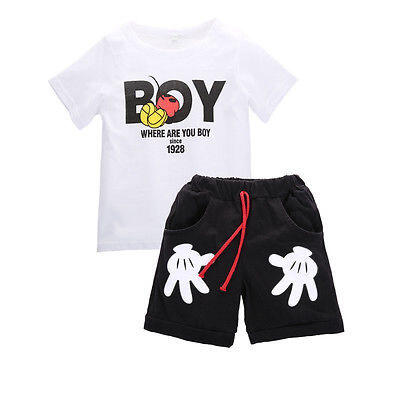 

Mickey Mouse Kids Toddler Boy Costume Outfits T-shirt TopsShorts 2pcs Set 2-7Y