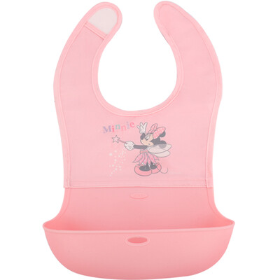 

Disney baby bib silicone rice waterproof three-dimensional bib baby eating saliva towel adjustable easy to clean cherry powder Minnie magic 832