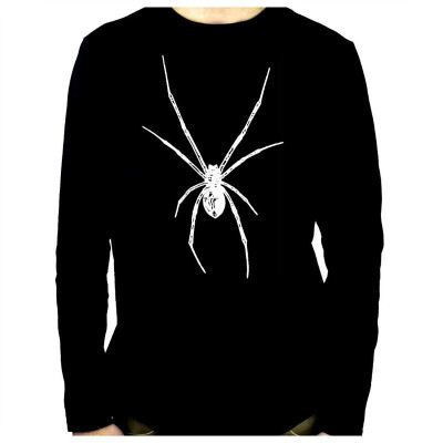 

White Deadly Black Widow Spider Long Sleeve Shirt Alternative Clothing Halloween Horror