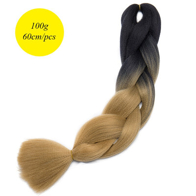 

60CM Hair Braid Braiding Hair Extension Two Ombre Synthetic Crochet One Piece 100g Heat-Resistant