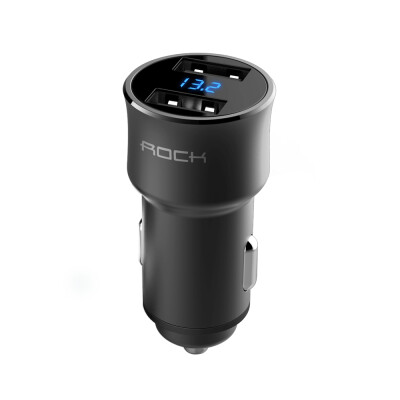 

ROCK H2 Dual USB Car Charger with Digital LED Display 5V34A Aluminium Alloy Fast Charging Voltage Monitoring for iPhone Samsung