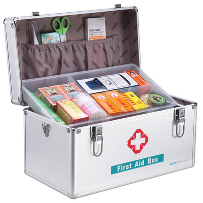 

Jinlongxing Glosen B016-3 aluminum alloy first aid box 16-inch family double-layer medicine box storage box