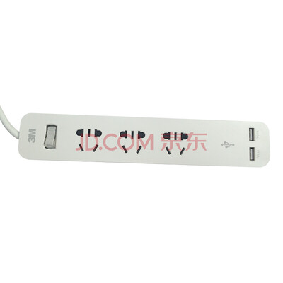 

3M Power Converter Socket Board Insert 3-hole Dual USB Wiring Board Plug-in Single Switch White Line Length 18 m