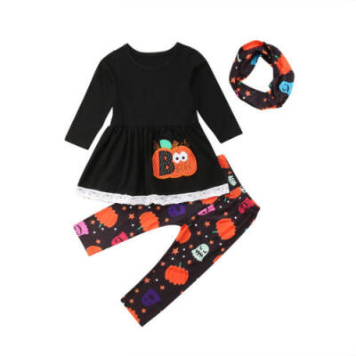 

Halloween 3PCS Newborn Baby Girl Outfits Clothes Tops DressLong Pants Leggings