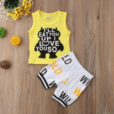 

Toddler Kids Baby Boys Clothes Casual T-shirt TopsShort Pants Outfits Sets 2PCS