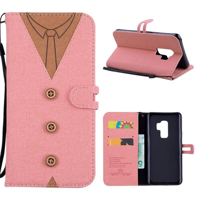 

MOONCASE Samsung Galaxy S9 stitching embossed mens leather case - powder